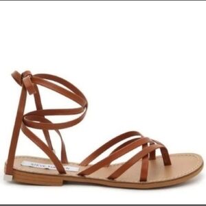 STEVE MADDEN Strappy Leather Lace Up Sandals Tan Size 6